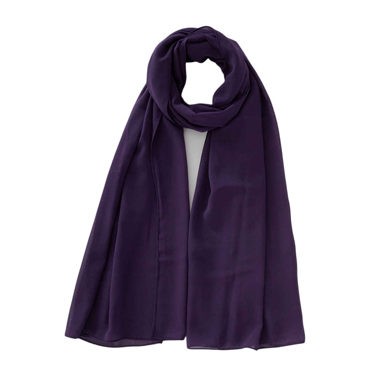 Women's Pure Color Pearl Chiffon Bubble Scarf Gauze Scarf