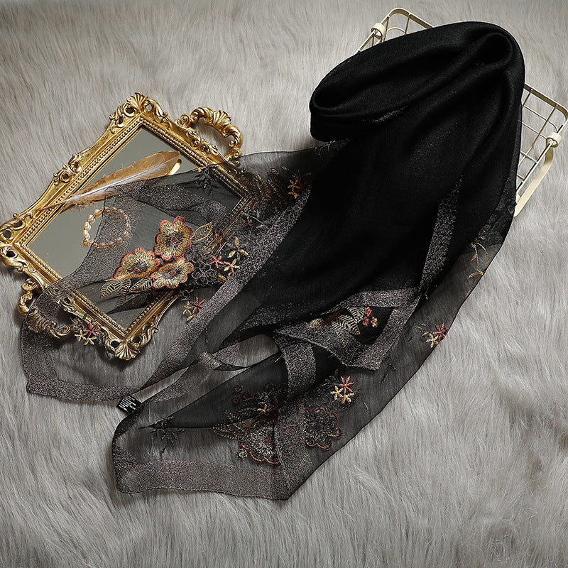 Silk embroidered scarf