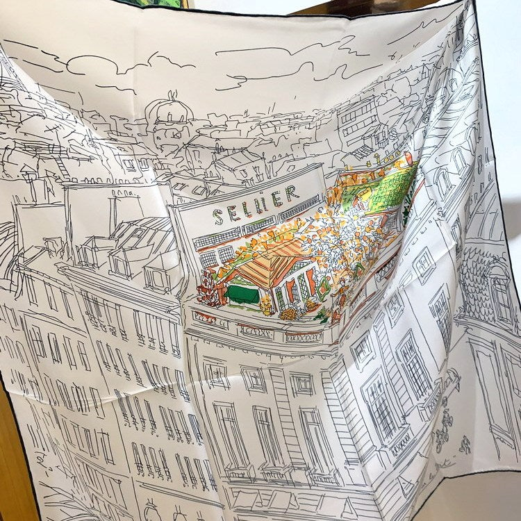 Silk Scarf Curled Edge 90cm Large Square Scarf Women
