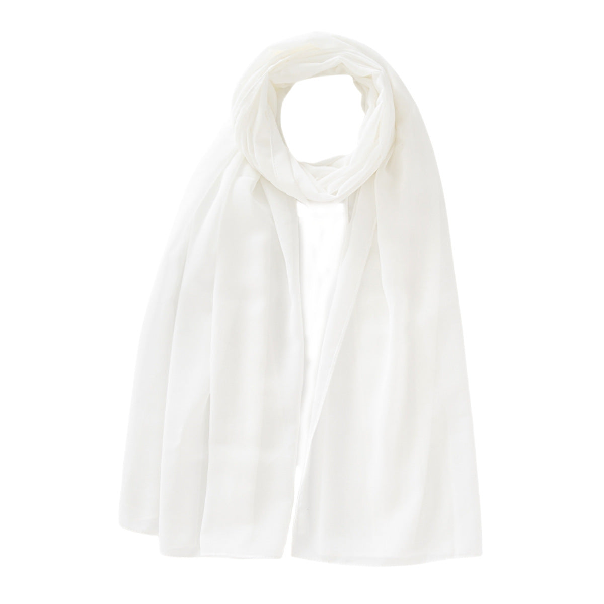 Women's Pure Color Pearl Chiffon Bubble Scarf Gauze Scarf