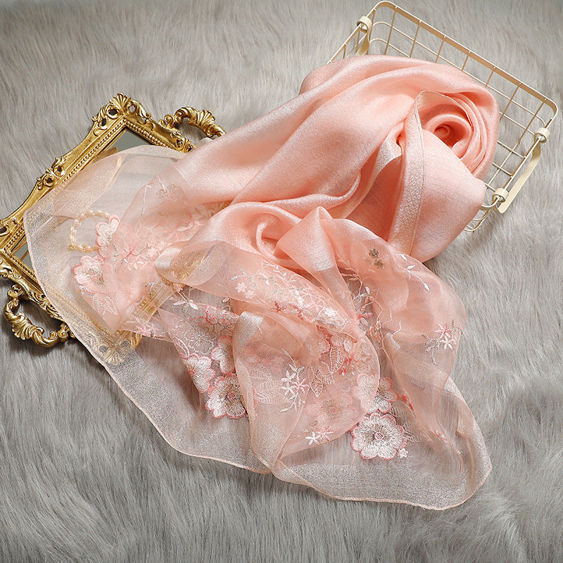 Silk embroidered scarf