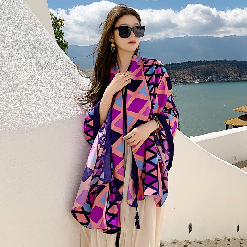 Sanya Seaside Holiday Shawl Scarf Women's Summer Travel
