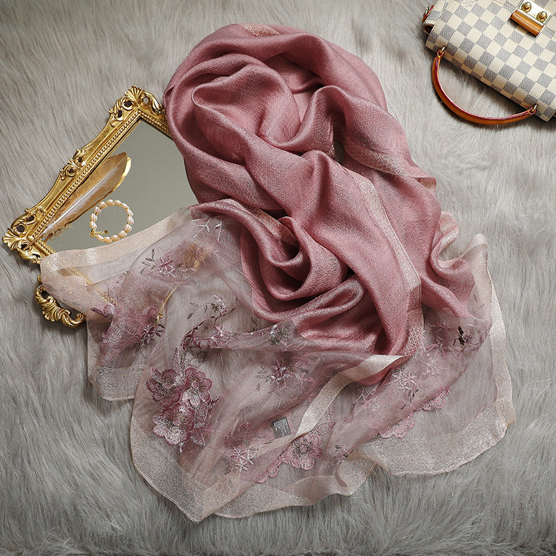 Silk embroidered scarf