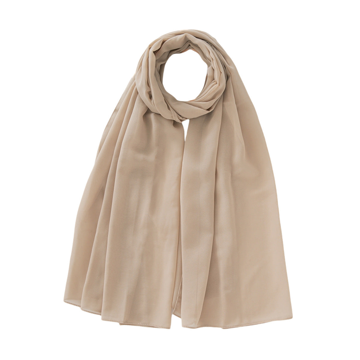Women's Pure Color Pearl Chiffon Bubble Scarf Gauze Scarf