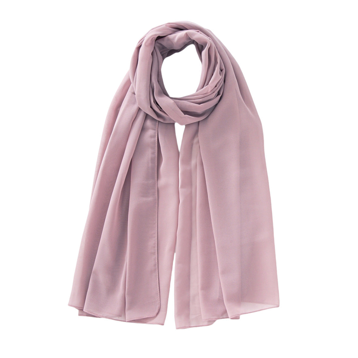 Women's Pure Color Pearl Chiffon Bubble Scarf Gauze Scarf