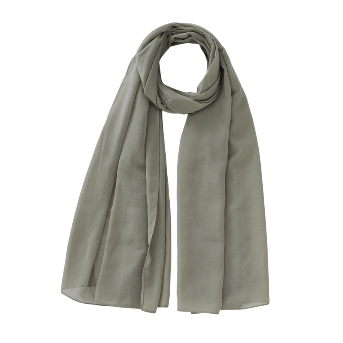 Women's Pure Color Pearl Chiffon Bubble Scarf Gauze Scarf