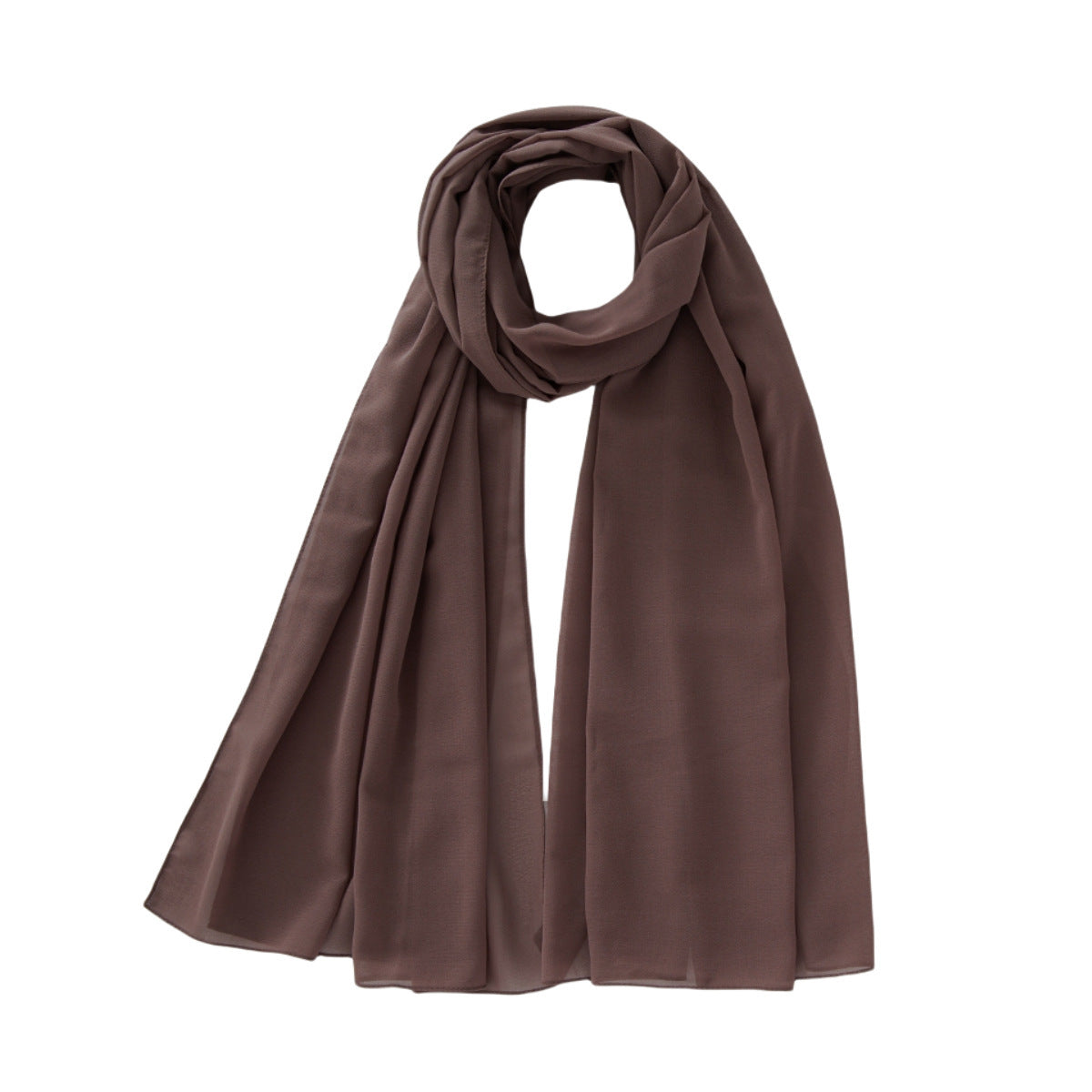 Women's Pure Color Pearl Chiffon Bubble Scarf Gauze Scarf