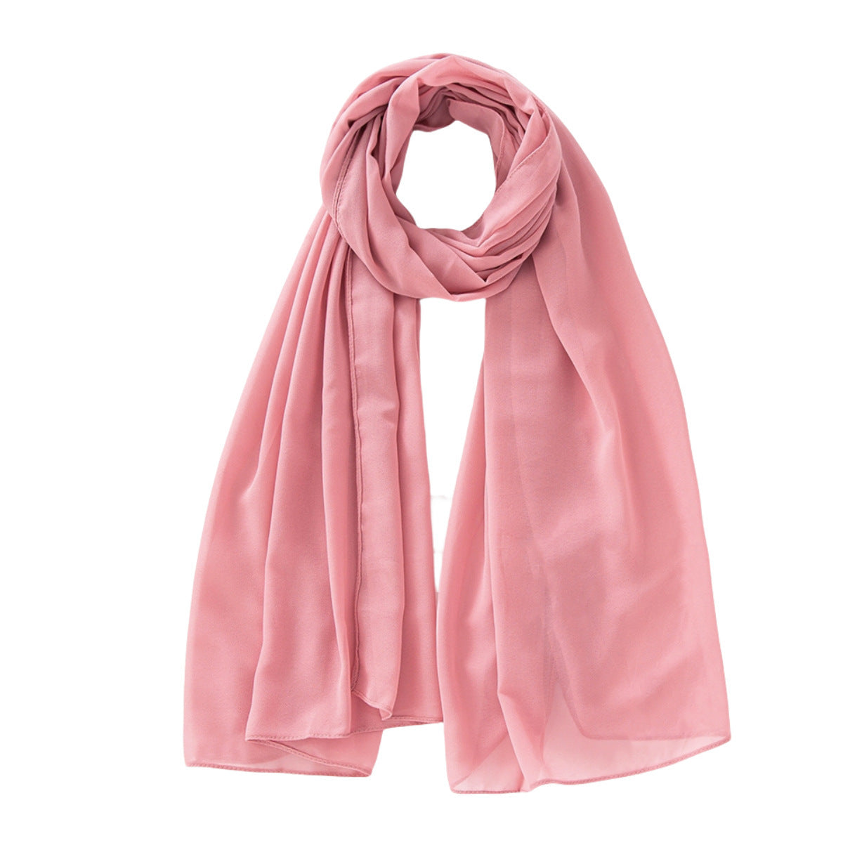 Women's Pure Color Pearl Chiffon Bubble Scarf Gauze Scarf