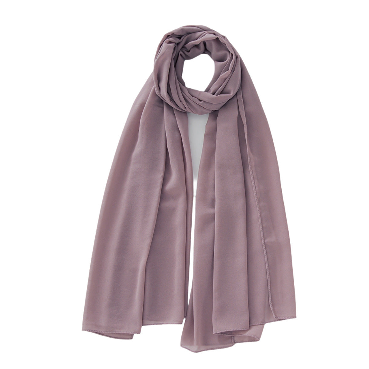 Women's Pure Color Pearl Chiffon Bubble Scarf Gauze Scarf