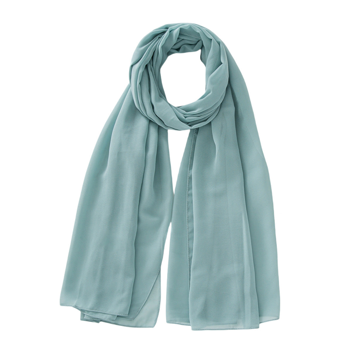 Women's Pure Color Pearl Chiffon Bubble Scarf Gauze Scarf
