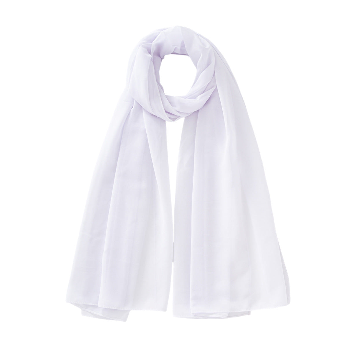 Women's Pure Color Pearl Chiffon Bubble Scarf Gauze Scarf