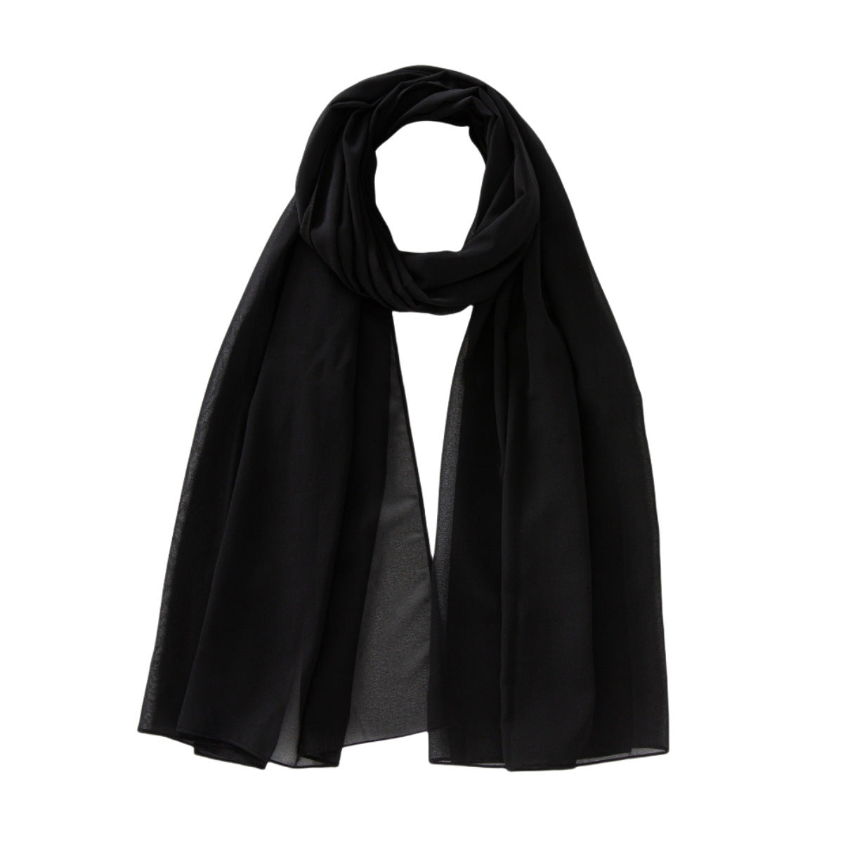 Women's Pure Color Pearl Chiffon Bubble Scarf Gauze Scarf