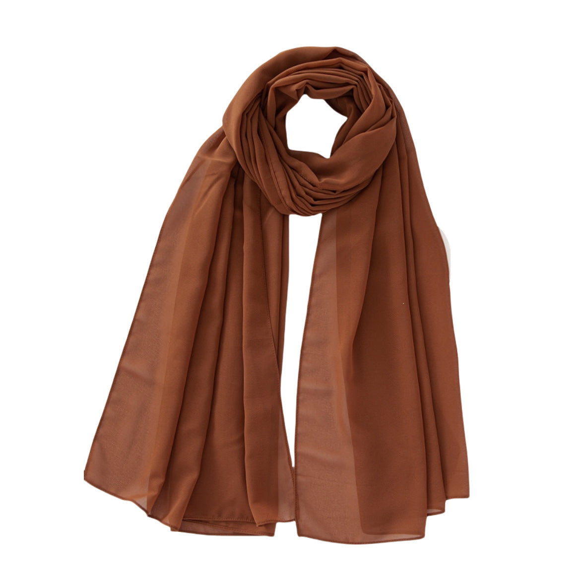 Women's Pure Color Pearl Chiffon Bubble Scarf Gauze Scarf