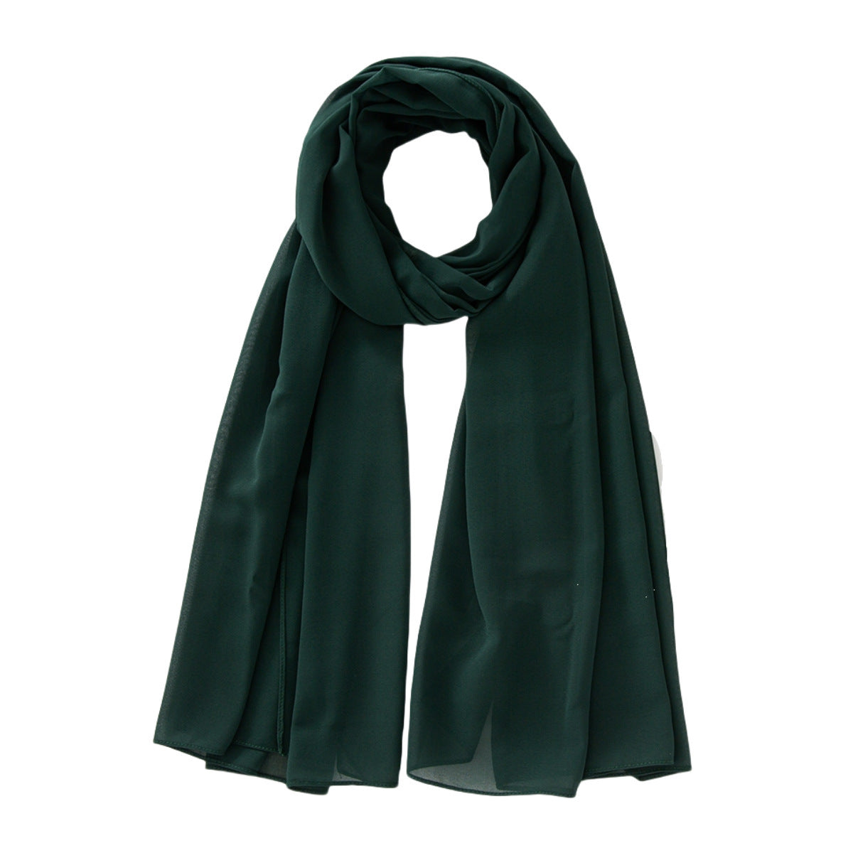 Women's Pure Color Pearl Chiffon Bubble Scarf Gauze Scarf