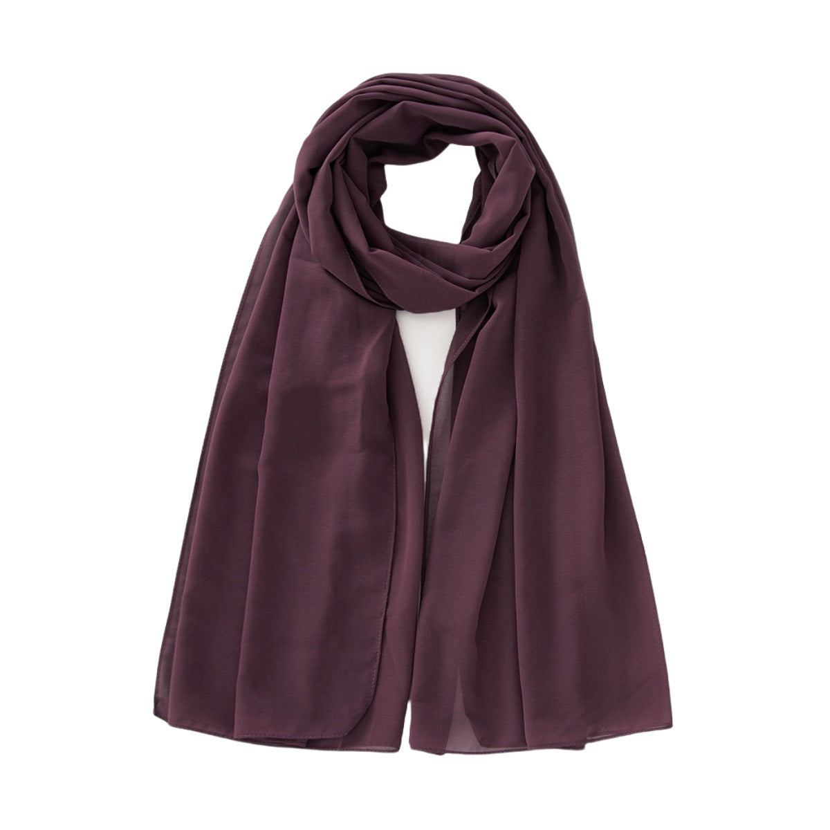 Women's Pure Color Pearl Chiffon Bubble Scarf Gauze Scarf