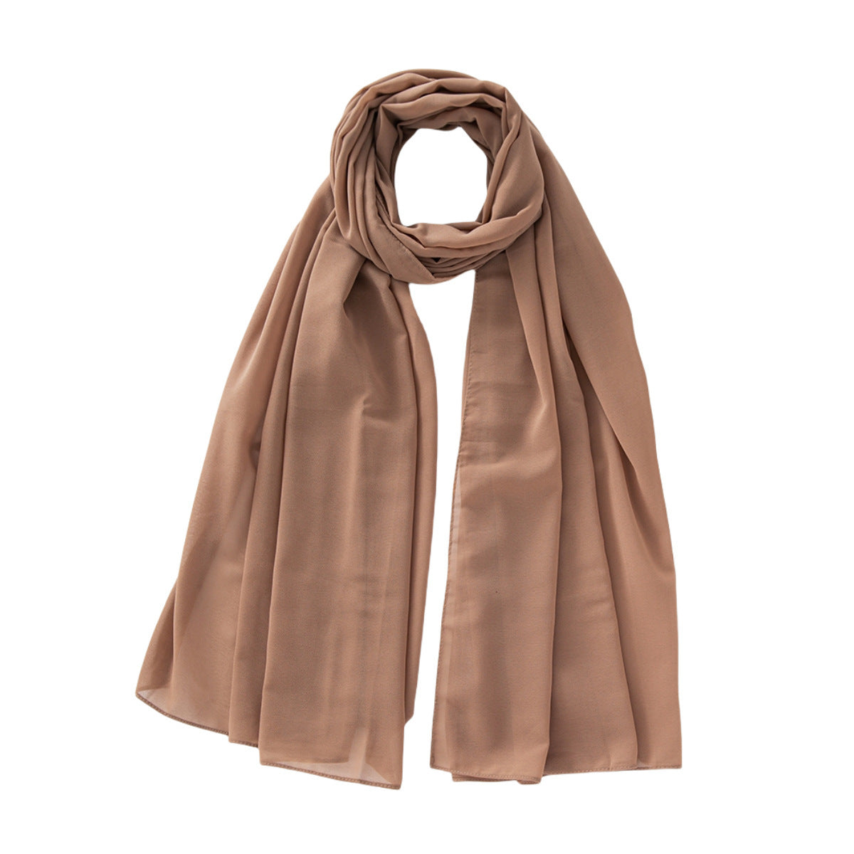 Women's Pure Color Pearl Chiffon Bubble Scarf Gauze Scarf