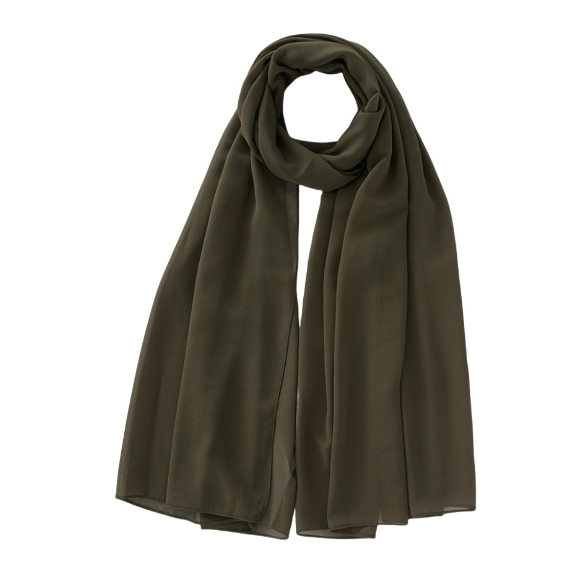 Women's Pure Color Pearl Chiffon Bubble Scarf Gauze Scarf