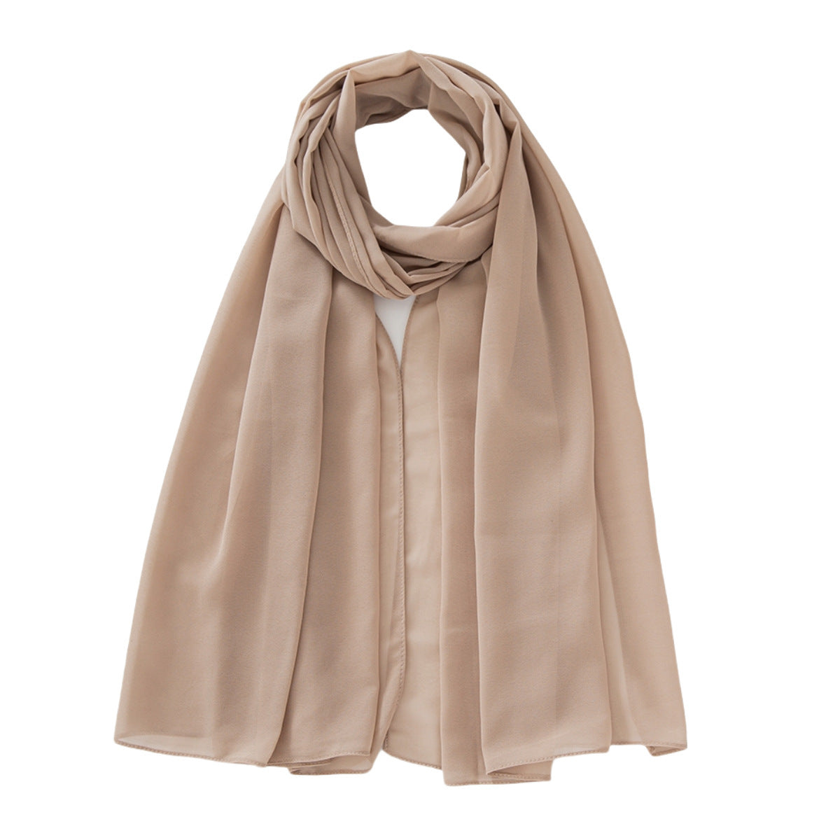 Women's Pure Color Pearl Chiffon Bubble Scarf Gauze Scarf