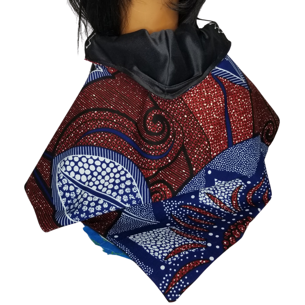 BG1 Panda Scarf & Mask - African Print "Burgundy & Blue Floral"