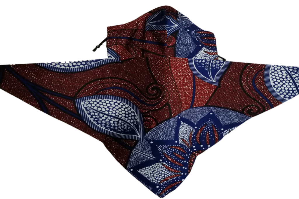 BG1 Panda Scarf & Mask - African Print "Burgundy & Blue Floral"