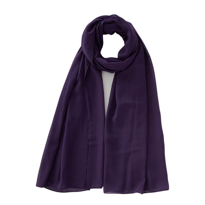 Women's Pure Color Pearl Chiffon Bubble Scarf Gauze Scarf