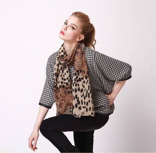 Silk Leopard scarf shawl