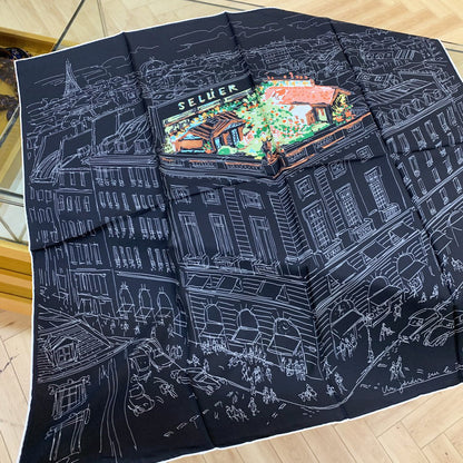 Silk Scarf Curled Edge 90cm Large Square Scarf Women
