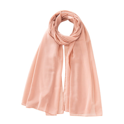 Women's Pure Color Pearl Chiffon Bubble Scarf Gauze Scarf
