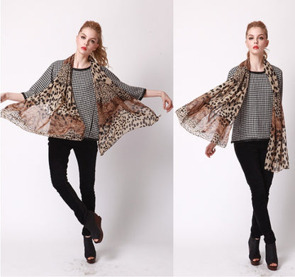 Silk Leopard scarf shawl