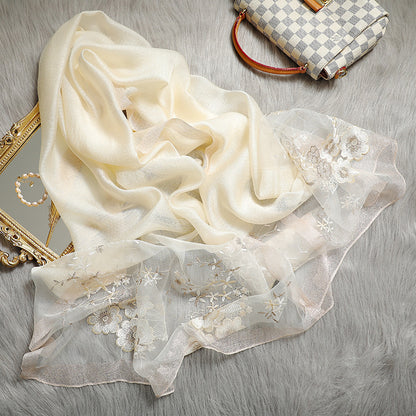 Silk embroidered scarf