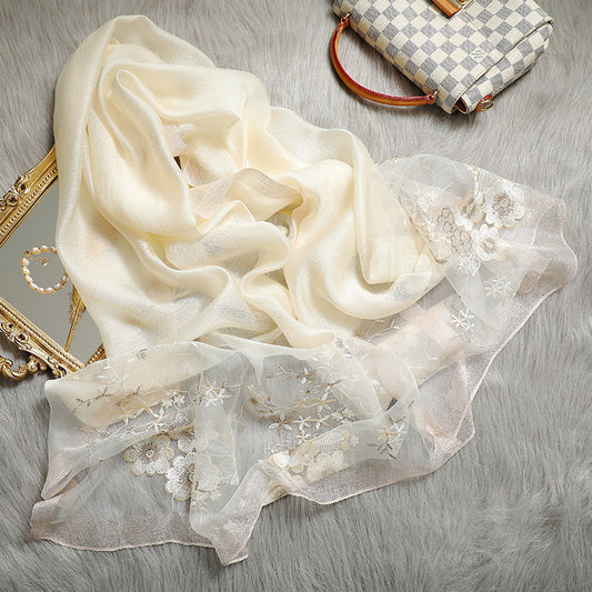 Silk embroidered scarf