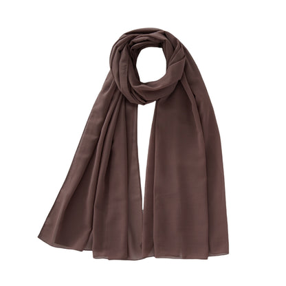 Women's Pure Color Pearl Chiffon Bubble Scarf Gauze Scarf