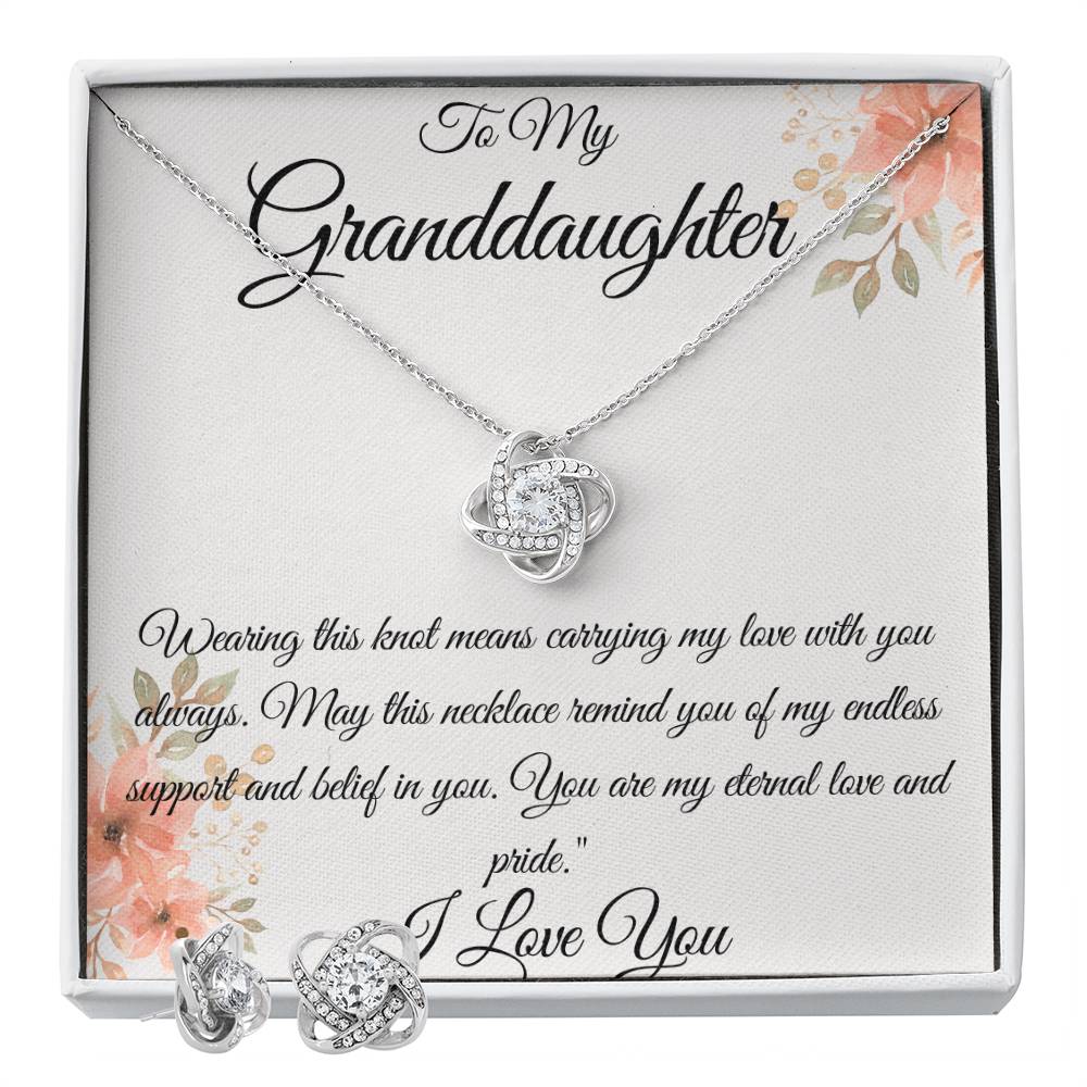 Granddaughter Eternal Love Knot Earring & Necklace Set