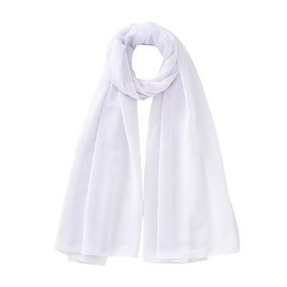 Women's Pure Color Pearl Chiffon Bubble Scarf Gauze Scarf
