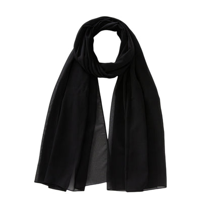 Women's Pure Color Pearl Chiffon Bubble Scarf Gauze Scarf