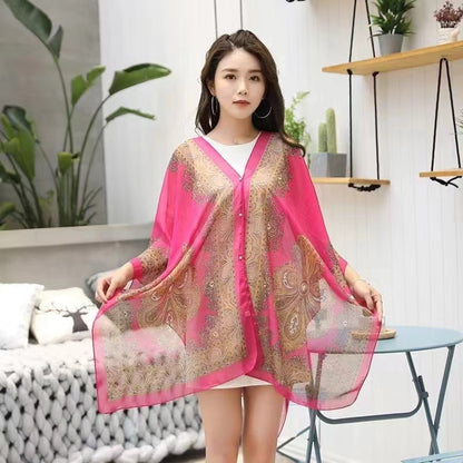 Boho Chic Pink Sheer Cover-Up Scarf – Lightweight & Elegant
