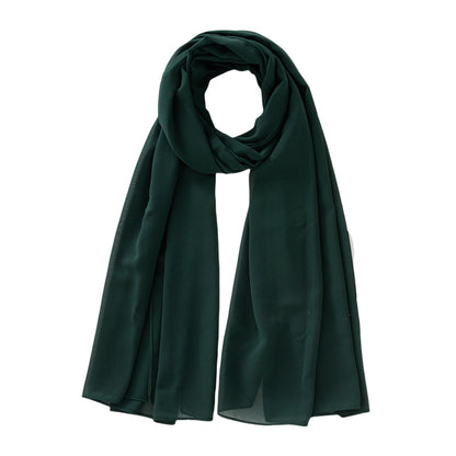 Women's Pure Color Pearl Chiffon Bubble Scarf Gauze Scarf