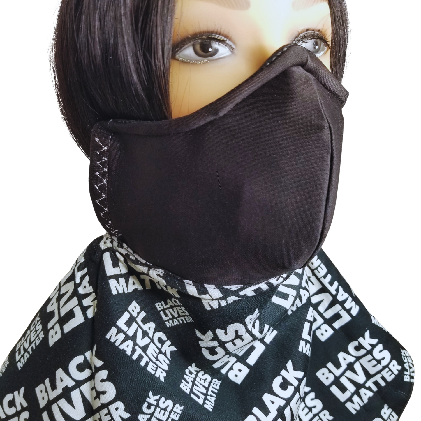 BW1 Panda Scarf & Mask- BLM- Black & White, Gray Lining