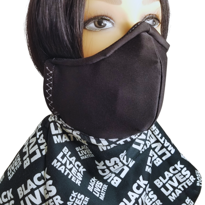 BW1 Panda Scarf & Mask- BLM- Black & White, Gray Lining