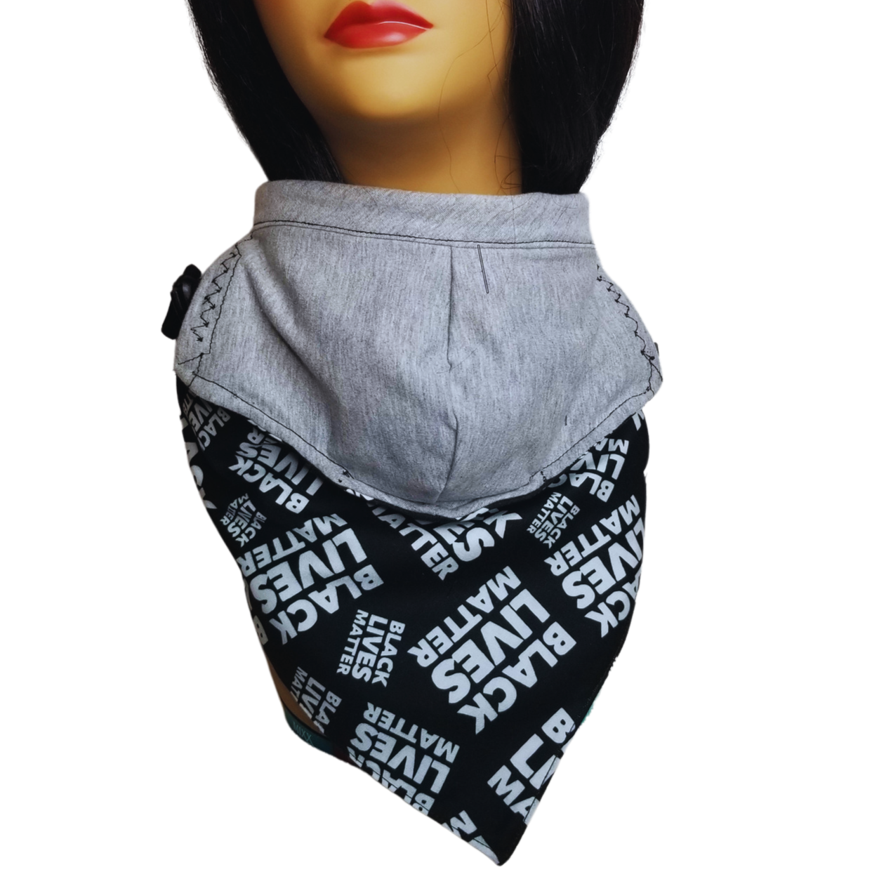 BW1 Panda Scarf & Mask- BLM- Black & White, Gray Lining