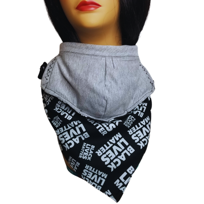 BW1 Panda Scarf & Mask- BLM- Black & White, Gray Lining