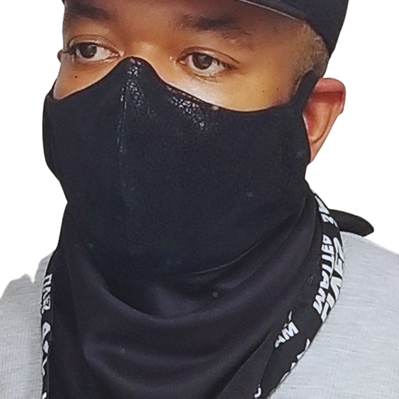 10BW1 Panda Scarf & Leather Mask - Black Mask with Black Lives Matters scarf