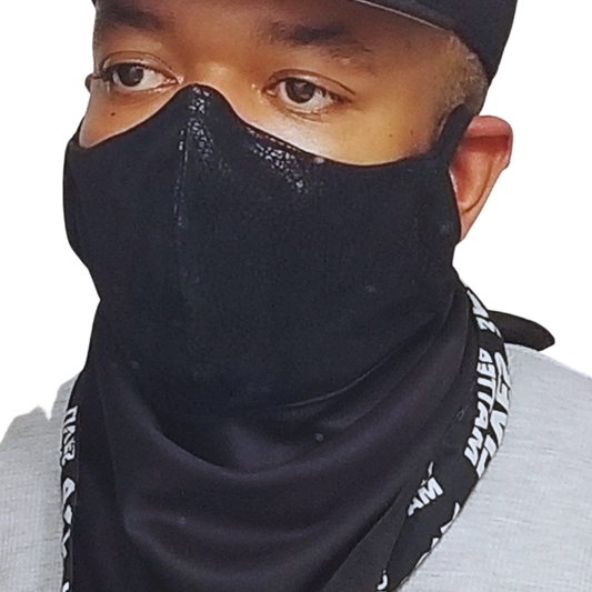 10BW1 Panda Scarf & Leather Mask - Black Mask with Black Lives Matters scarf