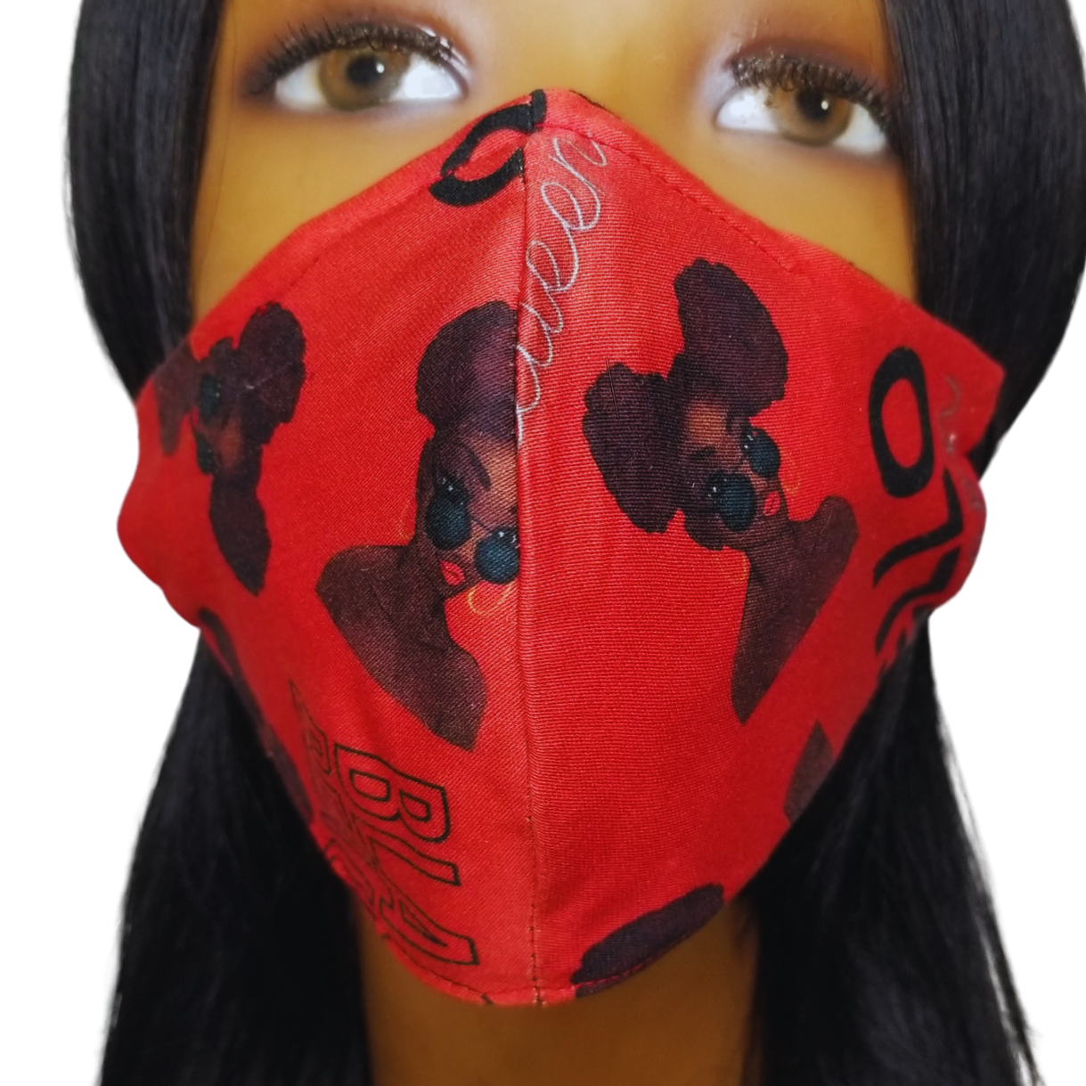 The Red Queen Print a hand-crafted marvel, seamlessly blending fashion and safety. This stunning design features the silhouette of a woman's face, making it a powerful statement piece. But beyond its beauty, the fabric is a functional wonder.