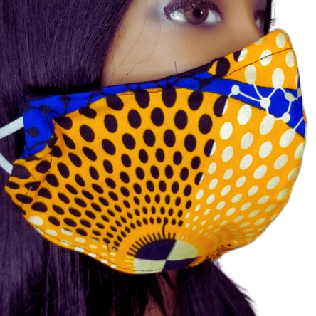 OO1L Panda Mask African Print "Orange Leopard"