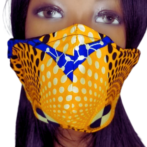 OO1L Panda Mask African Print "Orange Leopard"