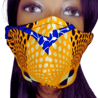 OO1L Panda Mask African Print "Orange Leopard"