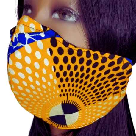 OO1L Panda Mask African Print "Orange Leopard"