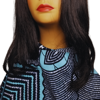The Blue Wave Panda Scarf and Mask features shades of blue and white, creating an elegant contrast, as shown in the image. The waves are outlined with thick black lines, adding definition to the design. It has a sparkling effect, suggesting that it might have a glittery or glossy texture.