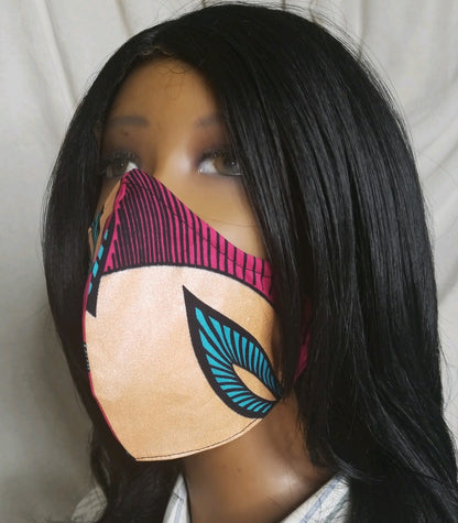 PP1 Panda Scarf & Mask African Print - Tang'e Pink "One of a kind"